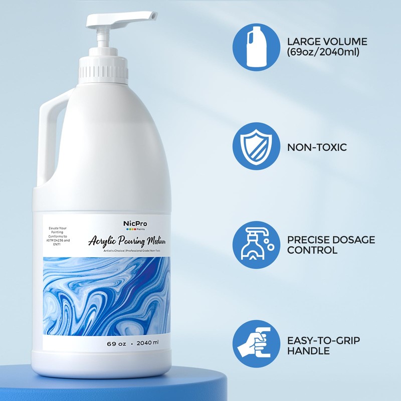 Nicpro Pouring Medium for Acrylic Paint 69oz / 2040ml, Acrylic