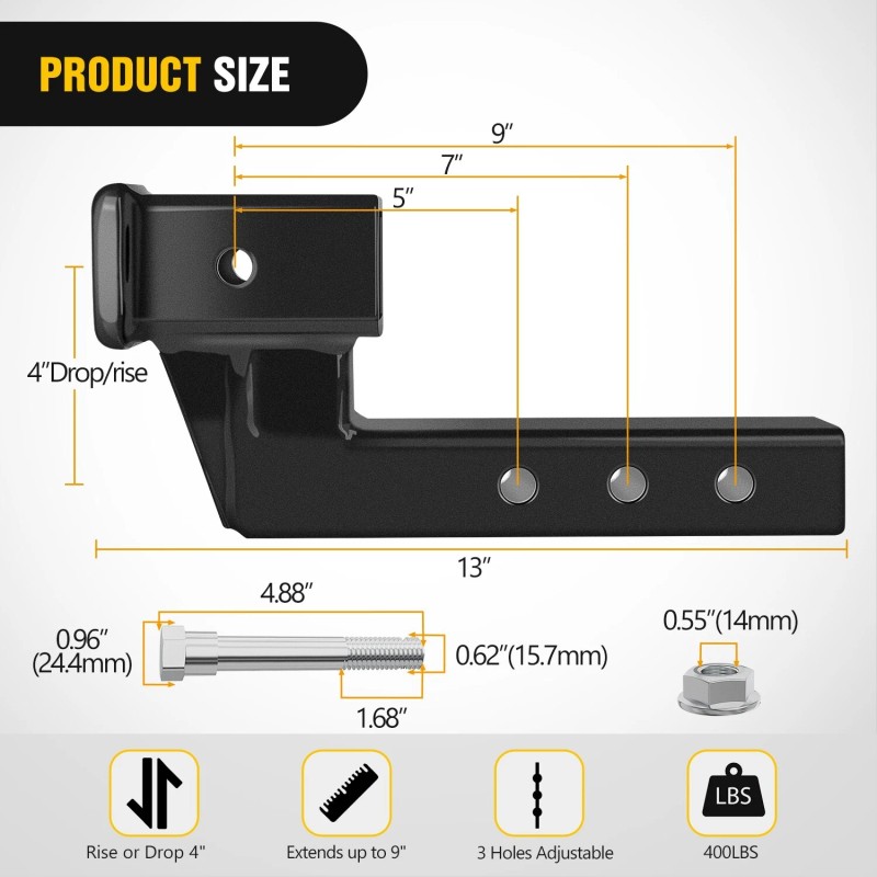 Nilight Trailer Hitch Extension Riser for 2 Inch Receiver with