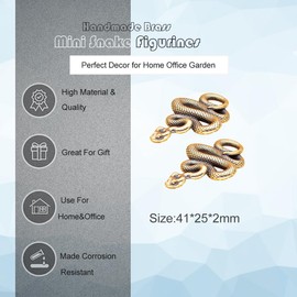 OYOYTLGX Brass Snake Statue 2 Pack Mini Cobra Metal Animal Figurines Sculpture Desktop Ornament Office Home Decor Collectible DIY Pendant Gift