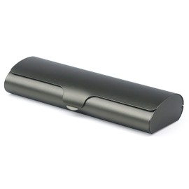 Marsrut Slim Eyeglass Case, Metal Aluminum Eyeglass Hard Shell, Thin Light Matte Spectacle Glasses Cases for Nearsighted Men Women (Dark Green-Grey)