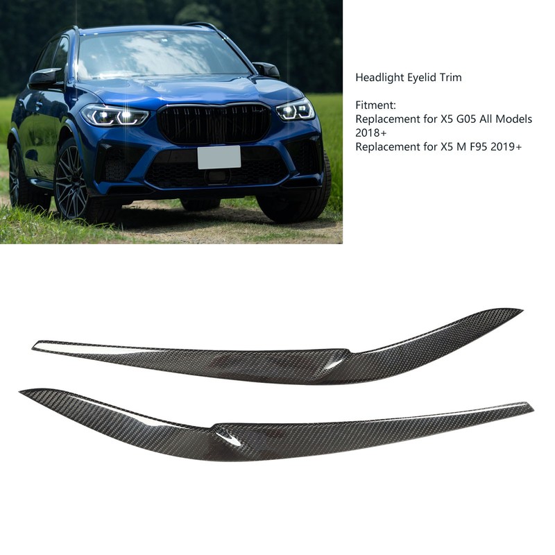 1Pair Headlight Eyelid Trim Protective Stylish Carbon Fiber Headlight Eyebrow