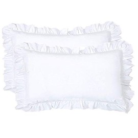 CAWANFLY Pack of 2 Edge Ruffled White Pillow Cases Standard Size Bedding Pillow Covers with Envelope Closure (20x26inches)