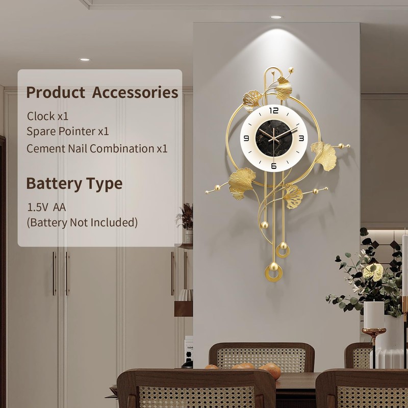FIXNEO Wall Clock, Large Modern Wall Clock for Living Room