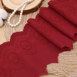 Eyelet Lace Trim 3 Yards Vintage Style Embroidery Cotton Lace Trim- 6 Color Options for Sewing Dresses,Costumes, Handkerchiefs, Home Decor (Burgundy)