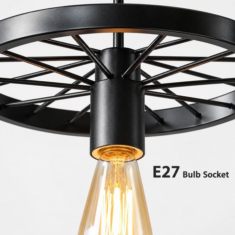 Vintage Industrial Bicycle Wheel Chandelier for Restaurants & Cafés –
