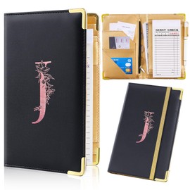 FIODAY Server Book, Alphabet Server Books for Waitress Leather Waitess Book with Zipper Pocket Serving Book Cute Server Check Book Fits Server Apron,J