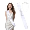 Bride Sash White Pearls Rhinestones Bride Sash with Headband Bachelor