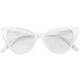 OWL CAT EYE WHITE GLASSES CLEAR NOT TINTED LENS WOMEN CATEYE RETRO 80s 90s UV400