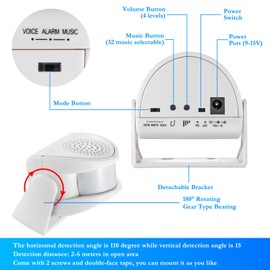 Douevo Wireless Motion Sensor Alarm Doorbell with 300ft Remote Control, Door Chime for Business When Entering, Motion Sensor Door Chime, Doorbell for Home/Garage Door/Store, with Power Supply