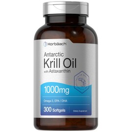 Horbäach Antarctic Krill Oil 1000mg 300 Cápsulas - Cardioprotección - Antioxidante - Omega-3 - Elasticidad - Hecho en USA