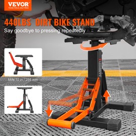 VEVOR Dirt Bike Lift Stand, Motorcycle Jack Lift Stand 440 lbs Capacity and Hydraulic Lift Operation, Adjustable Height Hoist Table, for Dirt Pit Bike Repair, Maintenance, Dirt Bike Accessories
