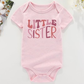 shlrzy Little Sister Newborn Outfit Funny Baby infant girl clothes Baby Sister Outfit Baby Clothing Pink 6-9Months