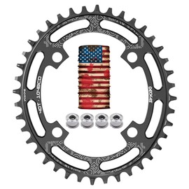 Enjcyling Narrow Wide Single Chainring 104BCD CNC Alloy 4 Bolts Round Oval Opition 104mm BCD 32/34/36/38/40/42/44/46/48/50/52T 1X System Chain Ring for 7-12S Speed Chains (Black Oval, 48T)