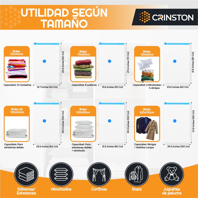 CRINSTON Empty Clothes Bags – Pack of 6 – 100