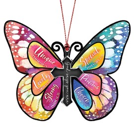 Christian Gifts for Women, Religious Christmas Ornaments, God Says You are Ornament, Religious Gifts for Women, Butterfly Inspirational Gifts for Friends Mom Sister Girl, Jesus Christmas Decorations