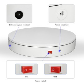 ComXim Rotating Display Stand with Remote Control, 360 Degree Motorized Platform 12.6in ，Automatic Mute Electric Turntable for Photography Product, 3D Scanning (12.6‘’ 88lb White)