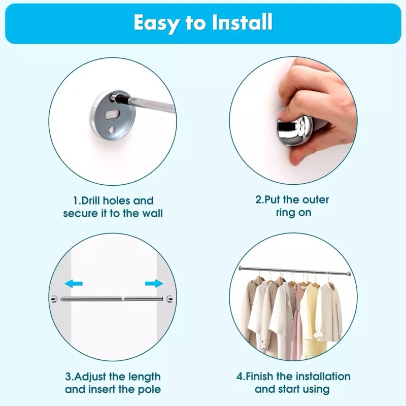 Nicecho 28" ~ 35" long Adjust Closet Rod Metal heavy