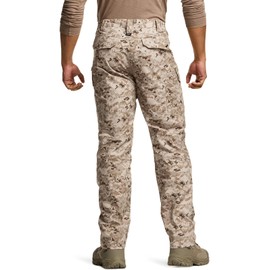 CQR Men's Flex Stretch Tactical Pants, Water Resistant Ripstop Cargo Pants, Lightweight EDC Outdoor Work Hiking Pants, Intense Marine Desert, 42W x 30L