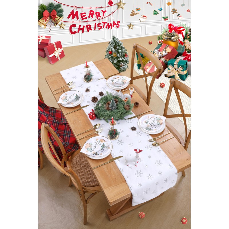White Faux Fur Table Runner 13 x 108 inch Long