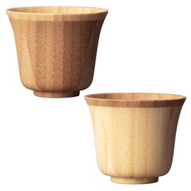 RIVERET SUZU RV-119WB Ochoko 2.3 fl oz (60 ml) Pair Set, Bamboo, Dishwasher Safe, White/Brown