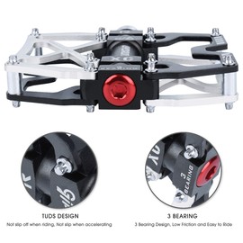 LYCAON Bicycle Pedals MTB Pedal, CNC Aluminium Alloy Non-Slip Cr-Mo Spindle Bicycle Pedal, 3 Bearing Pedals for 9/16 Inch MTB BMX Bicycle Mountain Road Bike (Silver)