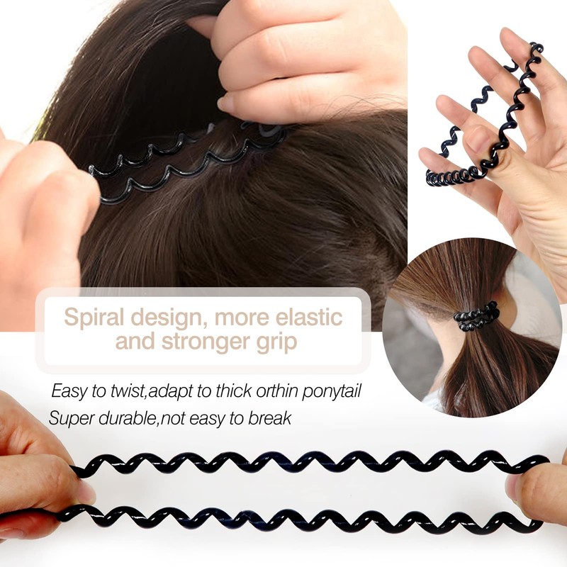 TUUXI - 12 cintas para el pelo en espiral, color