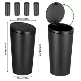 Zocipro Pack of 2 Car Rubbish Liners with Lid, Car Trash Bin, Mini Car Trash Bin, Waterproof and Odourproof with 4 Rolls of Bin Liners, Small Car Rubbish Liner, for Cars, Home,