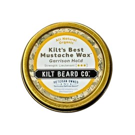 Kilt Beard Co. Garrison Hold Mustache Wax- Military- Grade Hold & Precision Styling- Non- Sticky, High Heat Tolerance- Unscented, All-Natural & Organic- Beeswax & Carnauba Wax