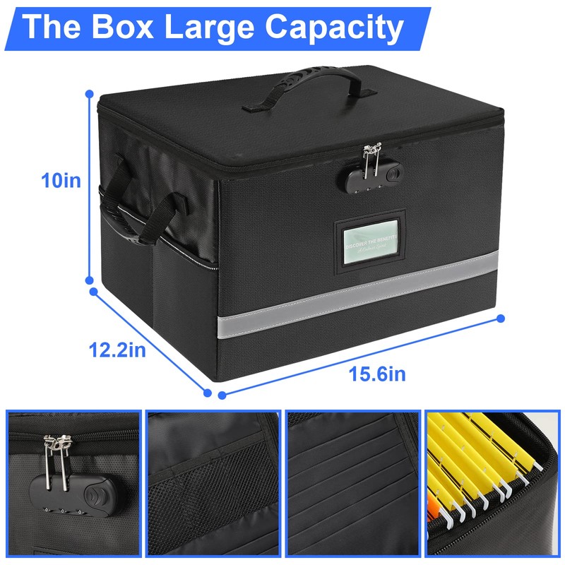 EXLIFBAG File Organizer, Fireproof File Box with Lids, Important Document