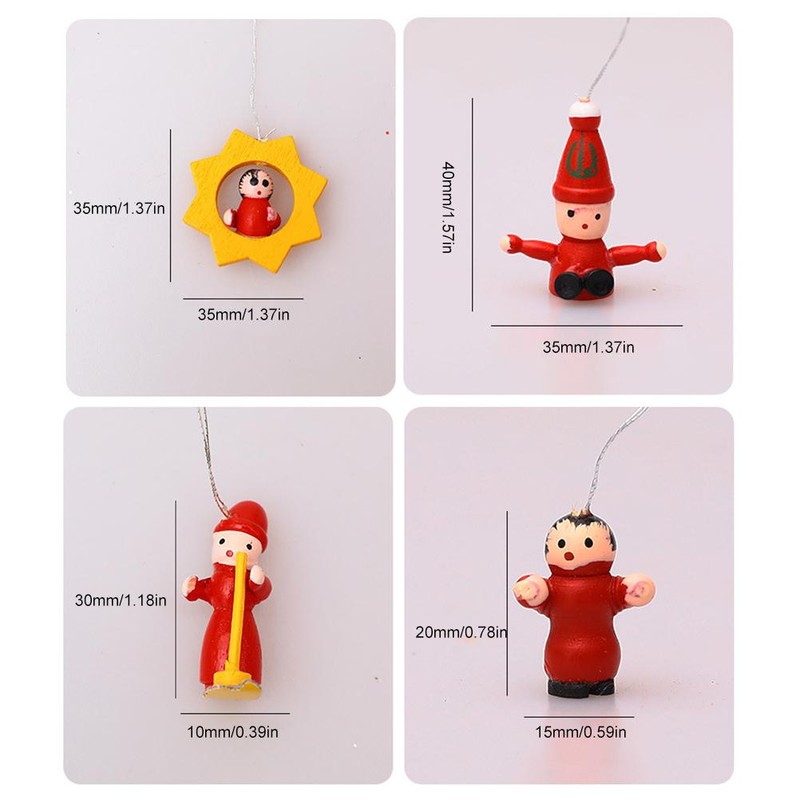 48PCS Christmas Wooden Small Pendants Christmas Decoration Christmas Tree Hanging