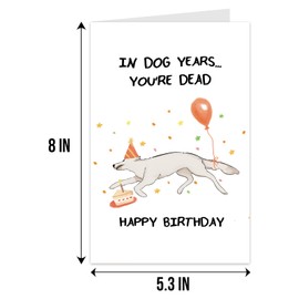 Qiliji Funny Dog Birthday Card for Him Her, Sarcastic Birthday Card for Men Women, Inappropriate Old Age Birthday Card, 30th 40th 50th 60th Birthday Card, In Dog Years You're Dead