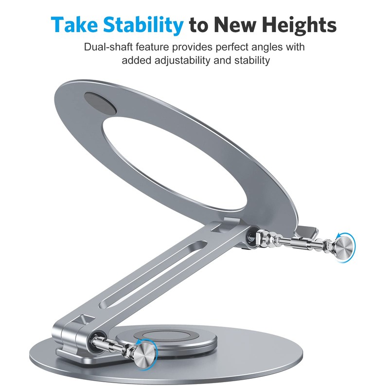 OMOTON Adjustable Laptop Stand with 360 Rotating Base, Ergonomic Laptop