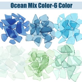 Jetec 22 oz Sea Glass Caribbean Blue and Cobalt Blue White and Tumbled Bulk Seaglass Pieces for Beach Wedding Party Decor Home Decor DIY Craft Supplies (Ocean Mix Color)