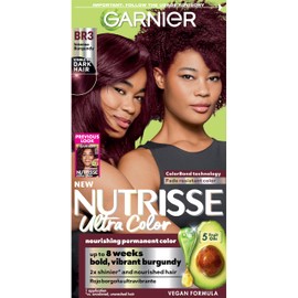 Garnier Hair Color Nutrisse Ultra Color Nourishing Creme, BR3 Intense Burgundy (Lotus Berry) Red Permanent Hair Dye, 1 Count (Packaging May Vary)