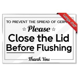 Essentials for Hosts - Lid Down, Flush Secure - Please Close Lid Before Flushing Sign - 4x6 Acrylic Bathroom Reminder w/Mounting Tape - Hygiene Reminder Sign for Bathrooms (2 Pack)
