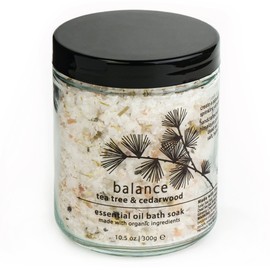 Hemlock Park Natural Essential Oil Bath Soak | Soothing Mineral Sea Salt and Botanicals (Balance | Tea Tree & Cedarwood, 1 Jar)