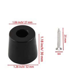 bociloy 24Pcs Rubber Cutting Board Feet, 1.18" H x 1.26" W Round Furniture Feet Pads, Soft Non-Slip Bumper Feet with Stainless Steel Washer and Screws for Furniture and Appliances, Black