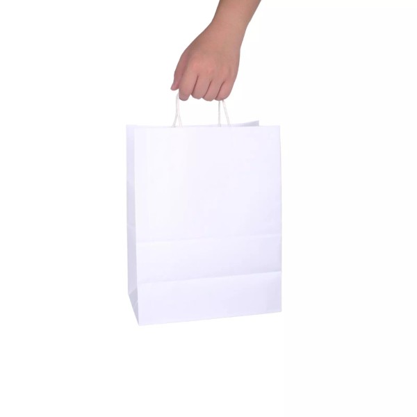 Unbranded 50 Pack - Large White Kraft Paper Bags with
