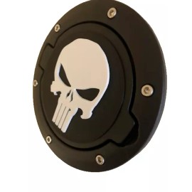 Punisher Skull in 3D Black w White For Jeep Wrangler JK/JKU flag Gas Cap Cover