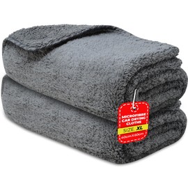 Towelogy X007 Microfibre Gaint Car Drying Towel Extra Large 40x60cm - XL Auto Detailing Towel Ultra Plush & Absorbent (2, XL (40x60cm))