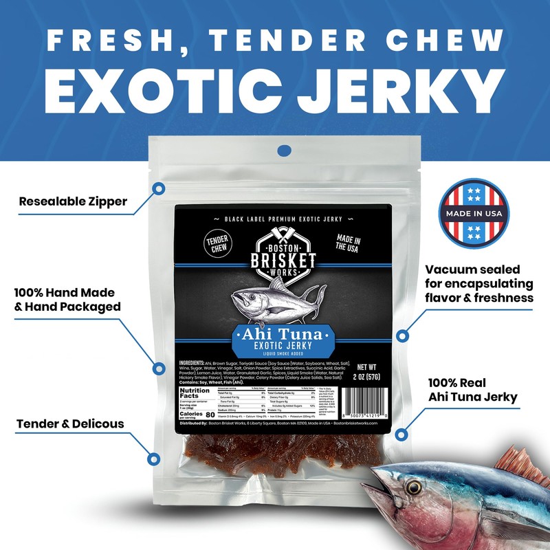 AHI TUNA JERKY – 100% Ahi Tuna Steak Meat -