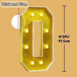 imprsv Marquee Letters Gold 3FT: Golden Party Decor - Light Up Letter O Large 3 Feet Tall - Party Decorations Letter for Love Birthday Wedding Proposal