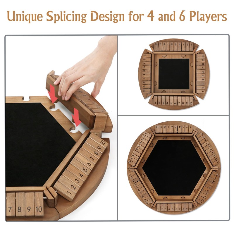 Shut The Box Game for 1-6 Players, Plusvivo Large Round