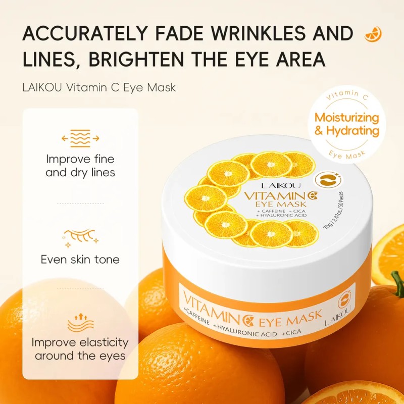 Parches Hidratantes Para Ojos Laikou Con Vitamina C, 50 Unid