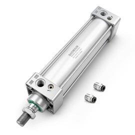 Baomain Pneumatic Air Cylinder SC 50 x 250, PT 1/4 Port, 1.96" Bore, 9.84" Stroke, Single Rod Double Acting, M16X1.5 Threaded Rod, with 2X Push-in Fittings