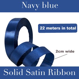 POPOYU Satin Ribbon Dark Blue 20 mm, Dark Blue Ribbon 2 cm, Decoration Gift Ribbon, 23 m Gift Ribbon for Dress, Wedding, Birthday Gifts, Satin Decorative Ribbon, Gift Wrapping