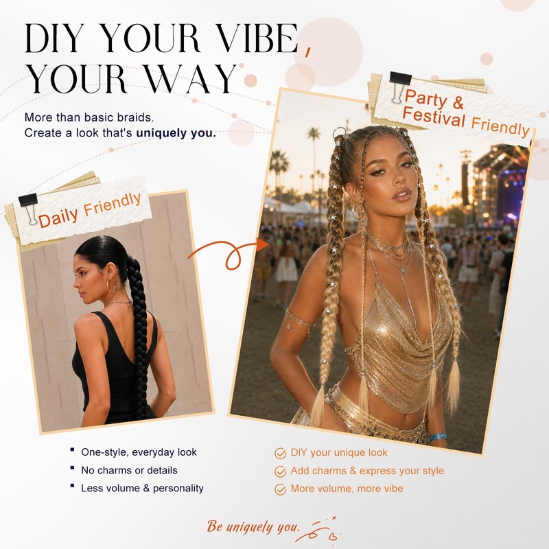 Ombre Blonde Braided Ponytail Extension for Women Braid Hair Pieces