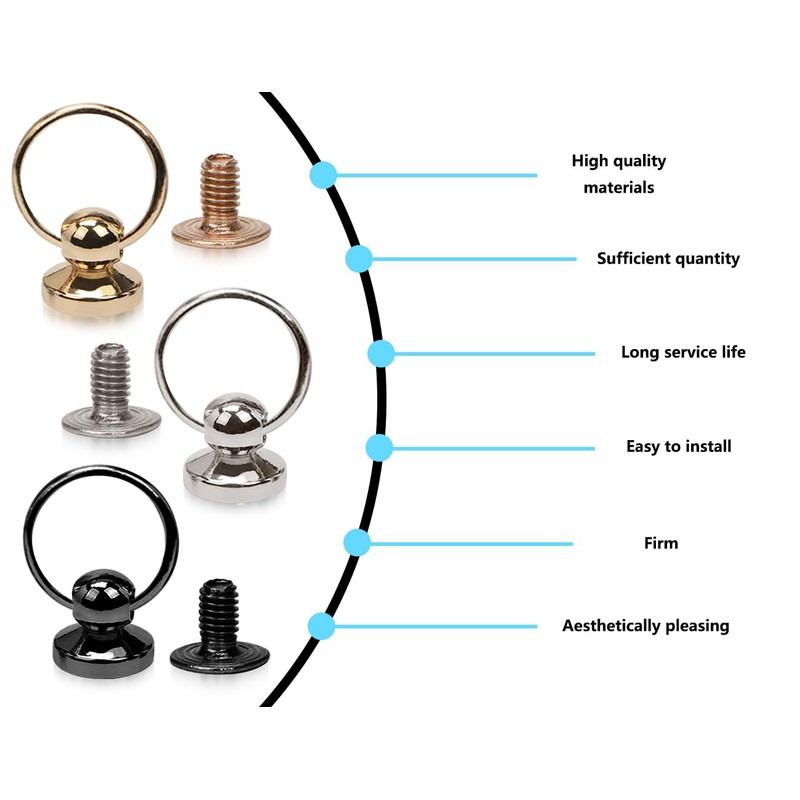 Lhbwhiz Pack of 24 O Ring Screw Rivets, Press Stud
