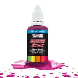 U.S. Art Supply Ready to Spray Opaque Magenta Acrylic Airbrush Paint - 1oz Bottle, Professional Grade Non-Toxic Water-Based Colors for Vibrant & Permanent Results