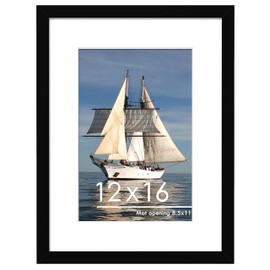 PEALSN 12x16 Picture Frame, Display Pictures 8.5x11 with Mat or 12 x 16 Without Mat for Wall Mounting Display, Photo Frames, Diamond Art Frames, Black